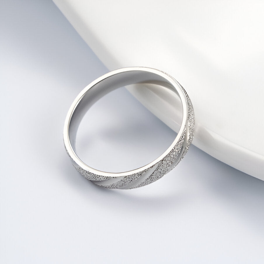 BAGUE RAYURES SABLÉES EN ARGENT