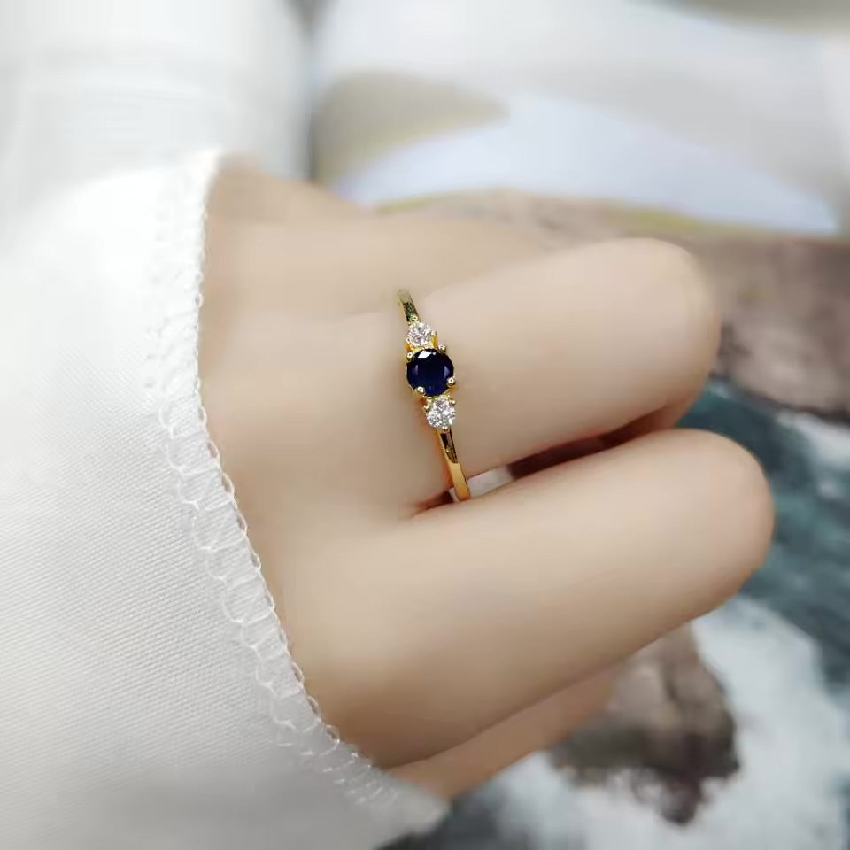 BAGUE ZIRCONIA AZÙRIA EN OR