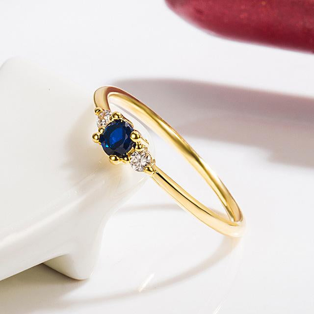 BAGUE ZIRCONIA AZÙRIA EN OR