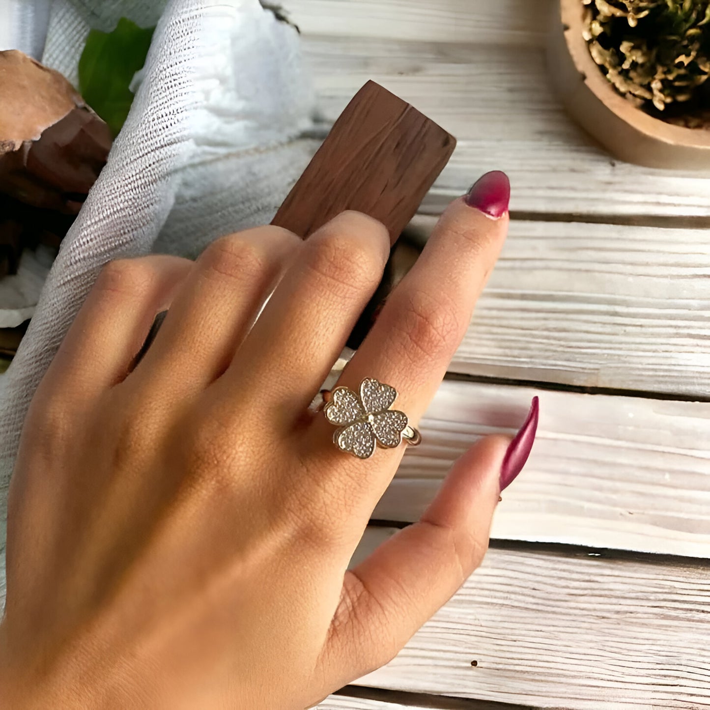 BAGUE ROTATIVE LUCKY CLOVER