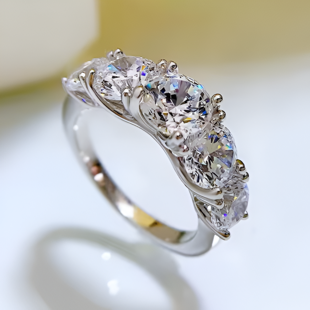 BAGUE LIGNE D'ÉCLATS EN ARGENT