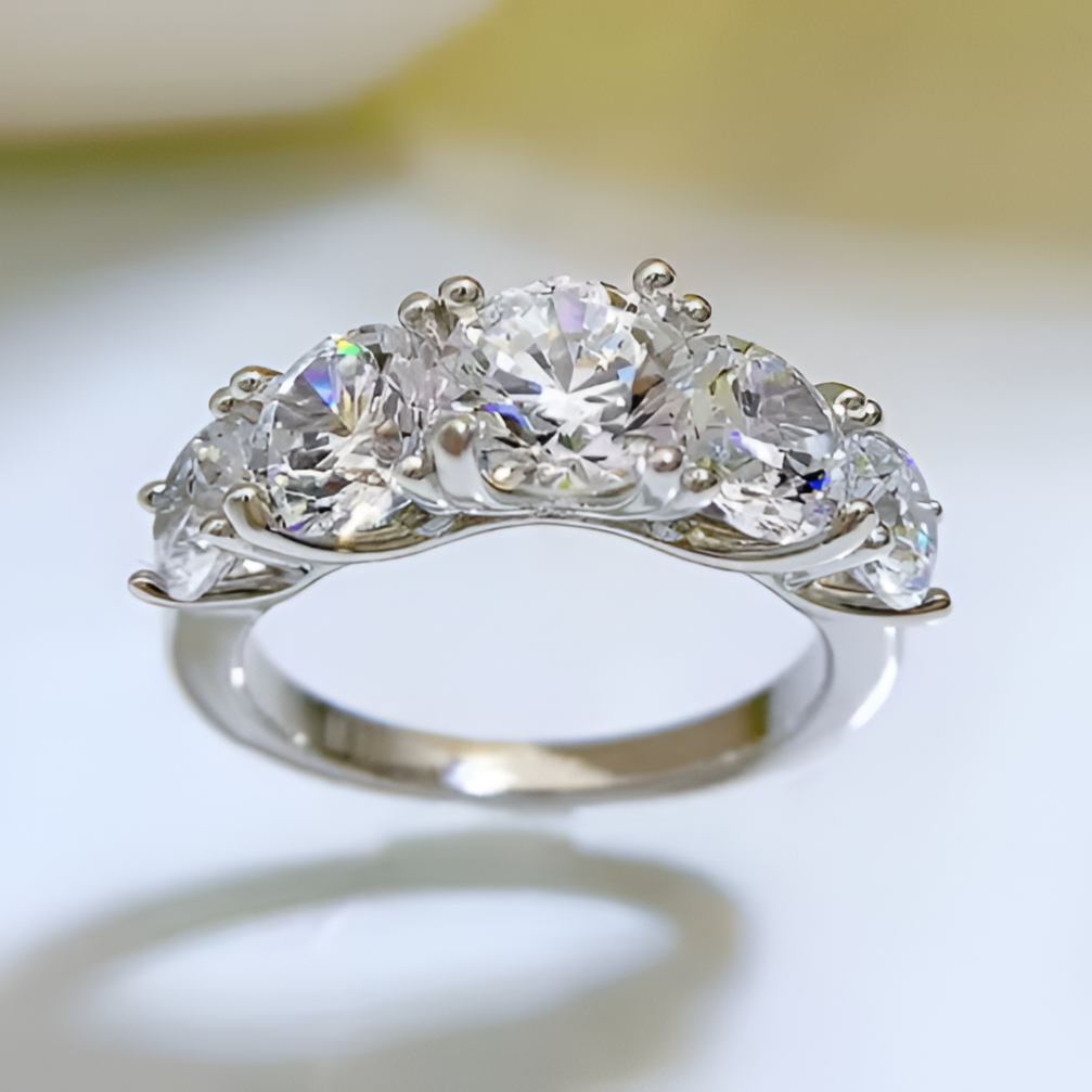 BAGUE LIGNE D'ÉCLATS EN ARGENT