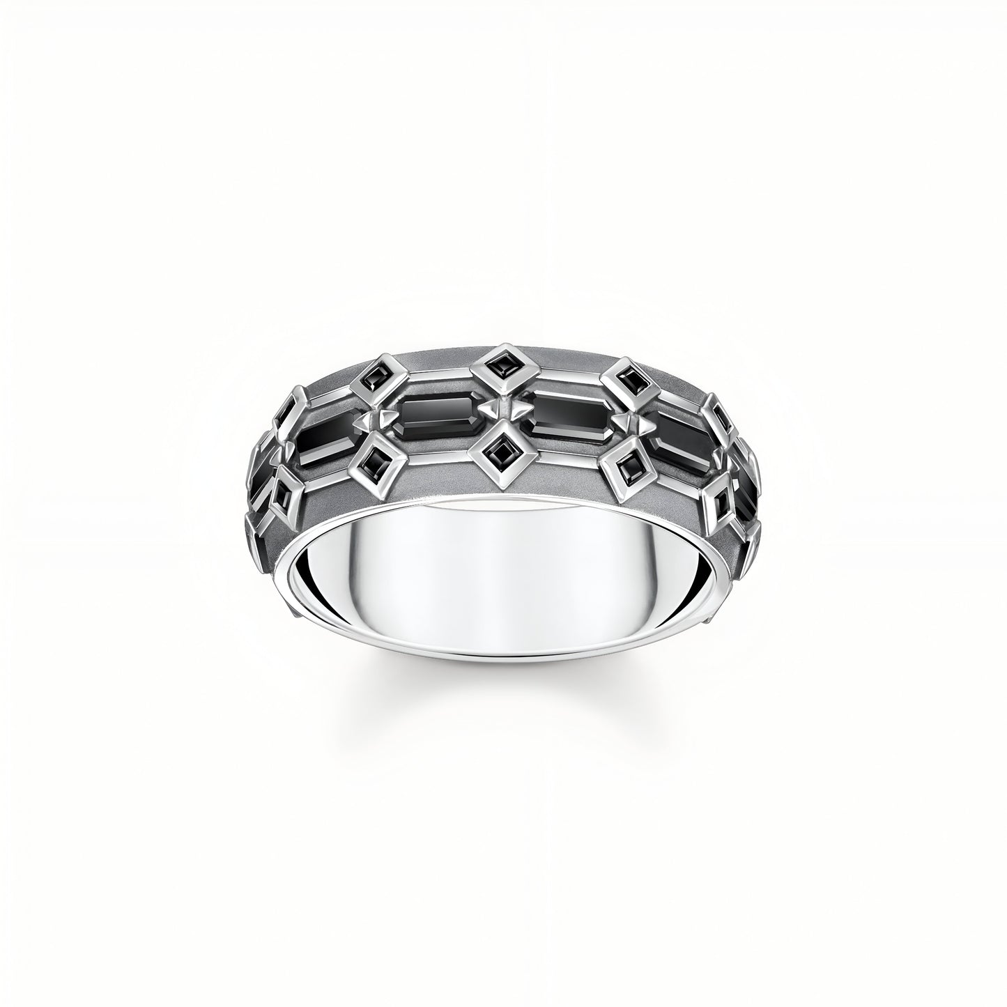 BAGUE MOTIF ARCHITECTONIQUE EN ARGENT OXYDÉ