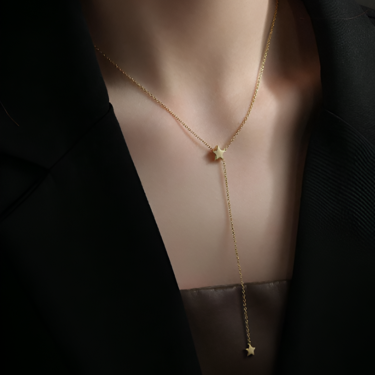 COLLIER CHAÎNE GLISSANTE À ÉTOILES EN OR
