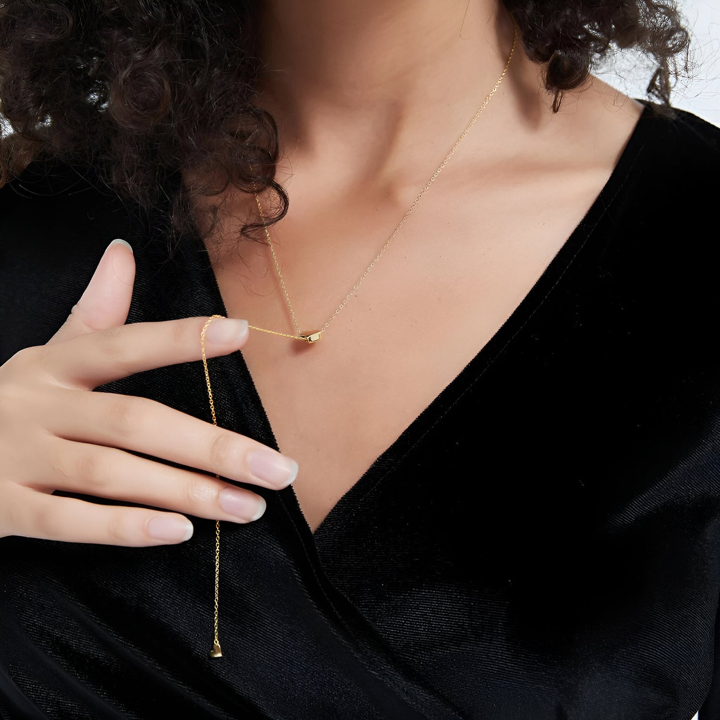 COLLIER LONG CŒUR COULISSANT EN OR