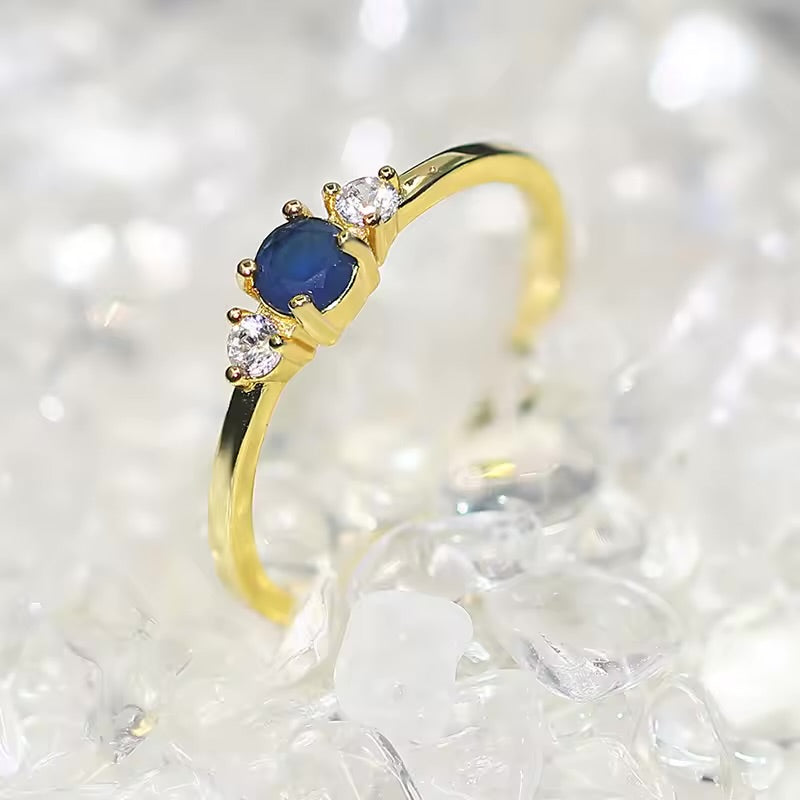 BAGUE ZIRCONIA AZÙRIA EN OR