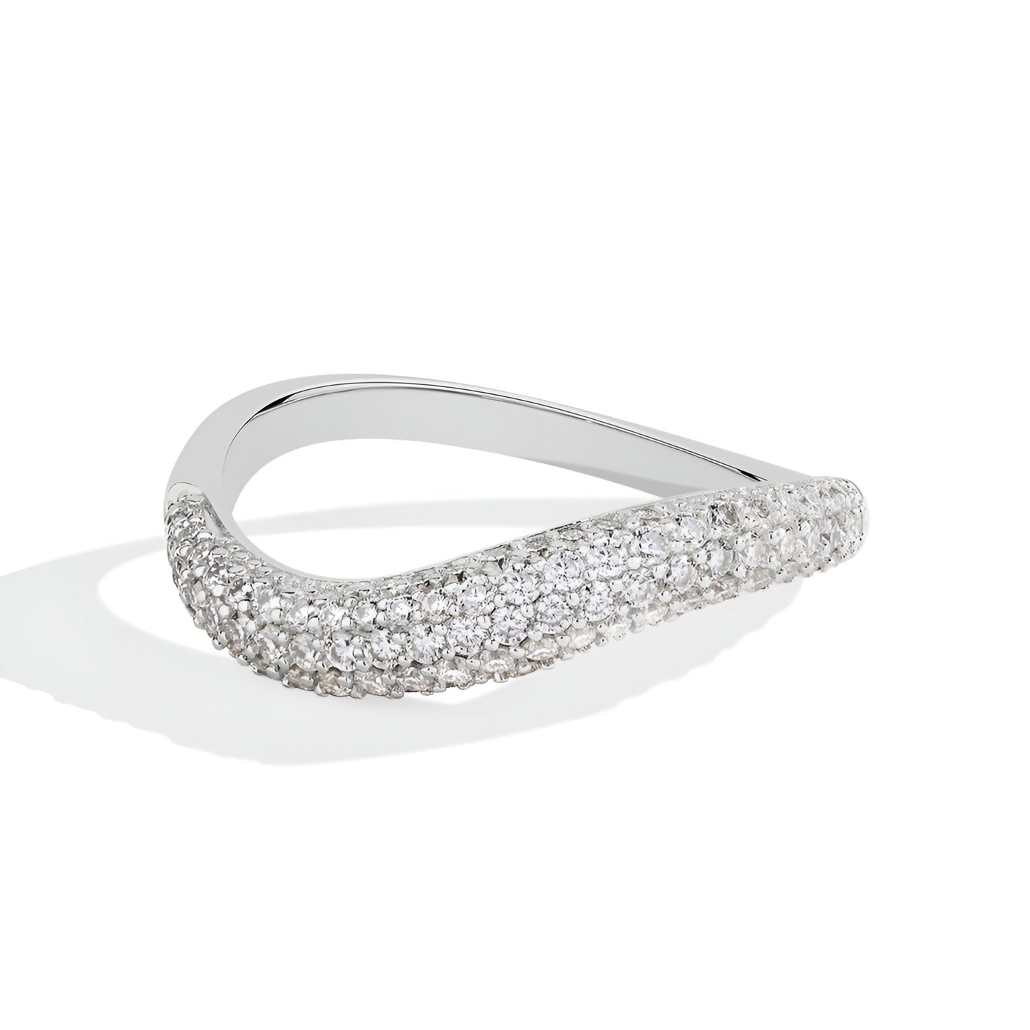 BAGUE COURBE D’ÉCLATS EN ARGENT