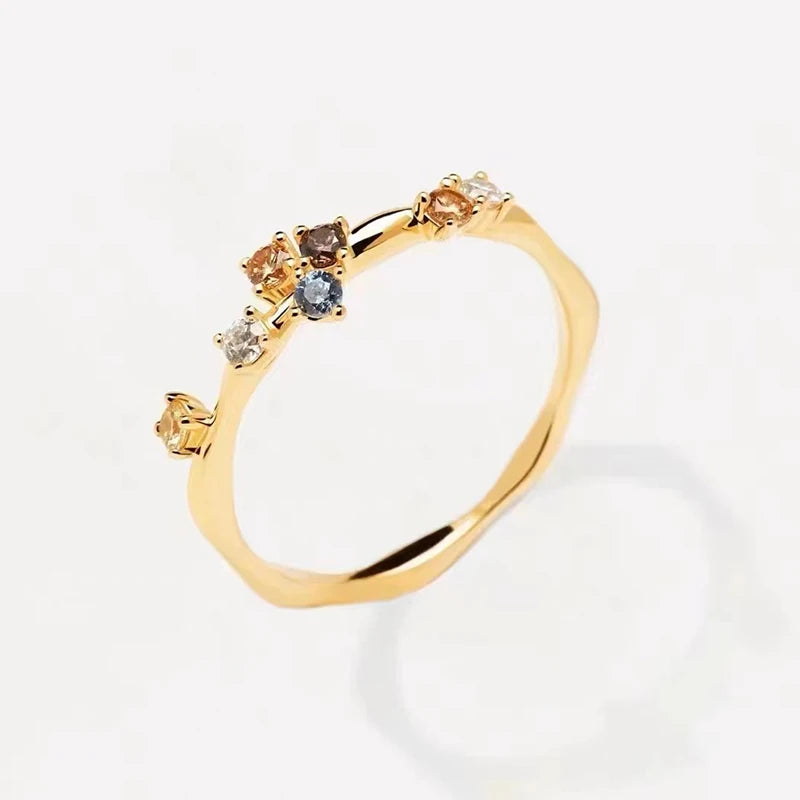 BAGUE ÉCLATS ASYMÉTRIQUES MULTICOLORES