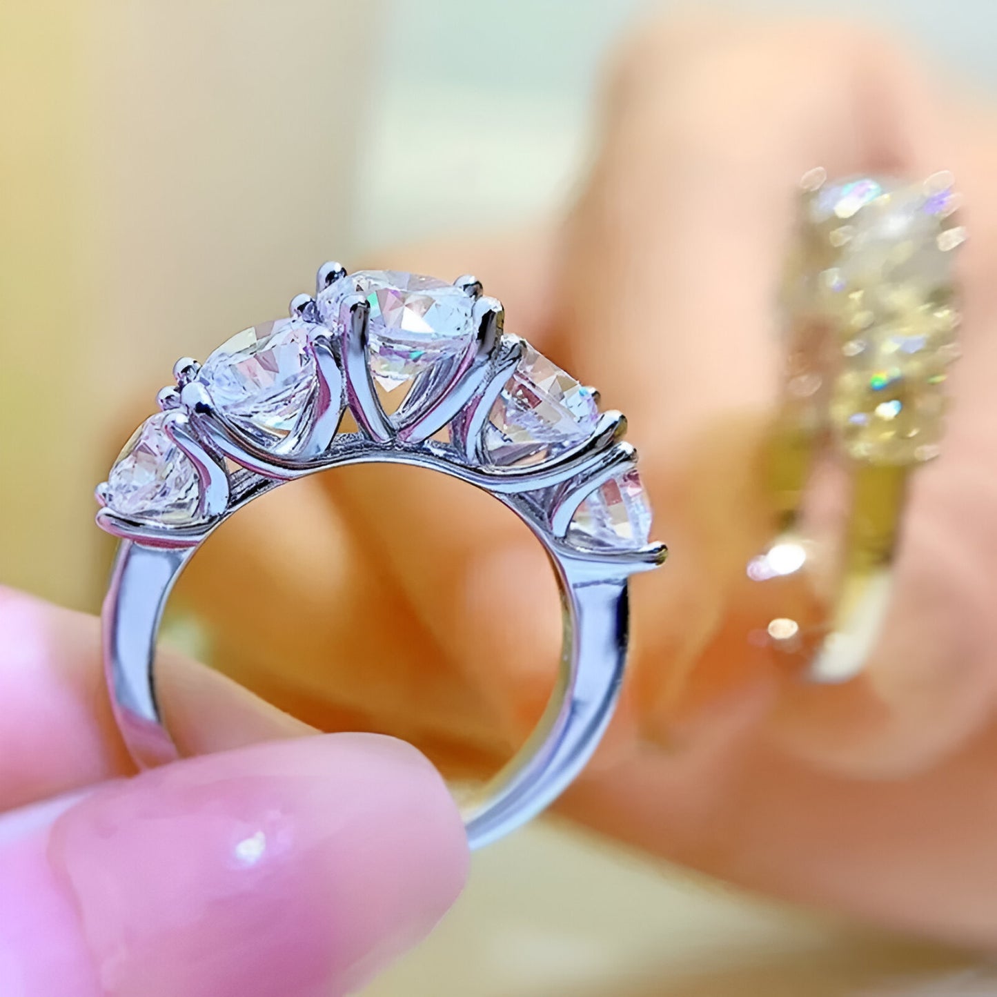 BAGUE LIGNE D'ÉCLATS EN ARGENT