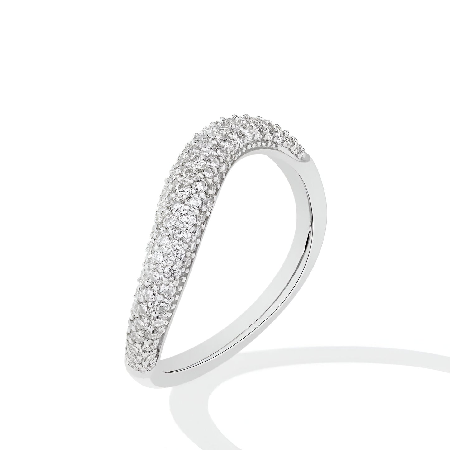 BAGUE COURBE D’ÉCLATS EN ARGENT