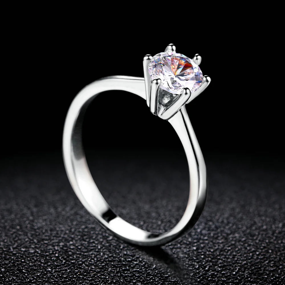 BAGUE SOLITAIRE 6 GRIFFES EN ARGENT