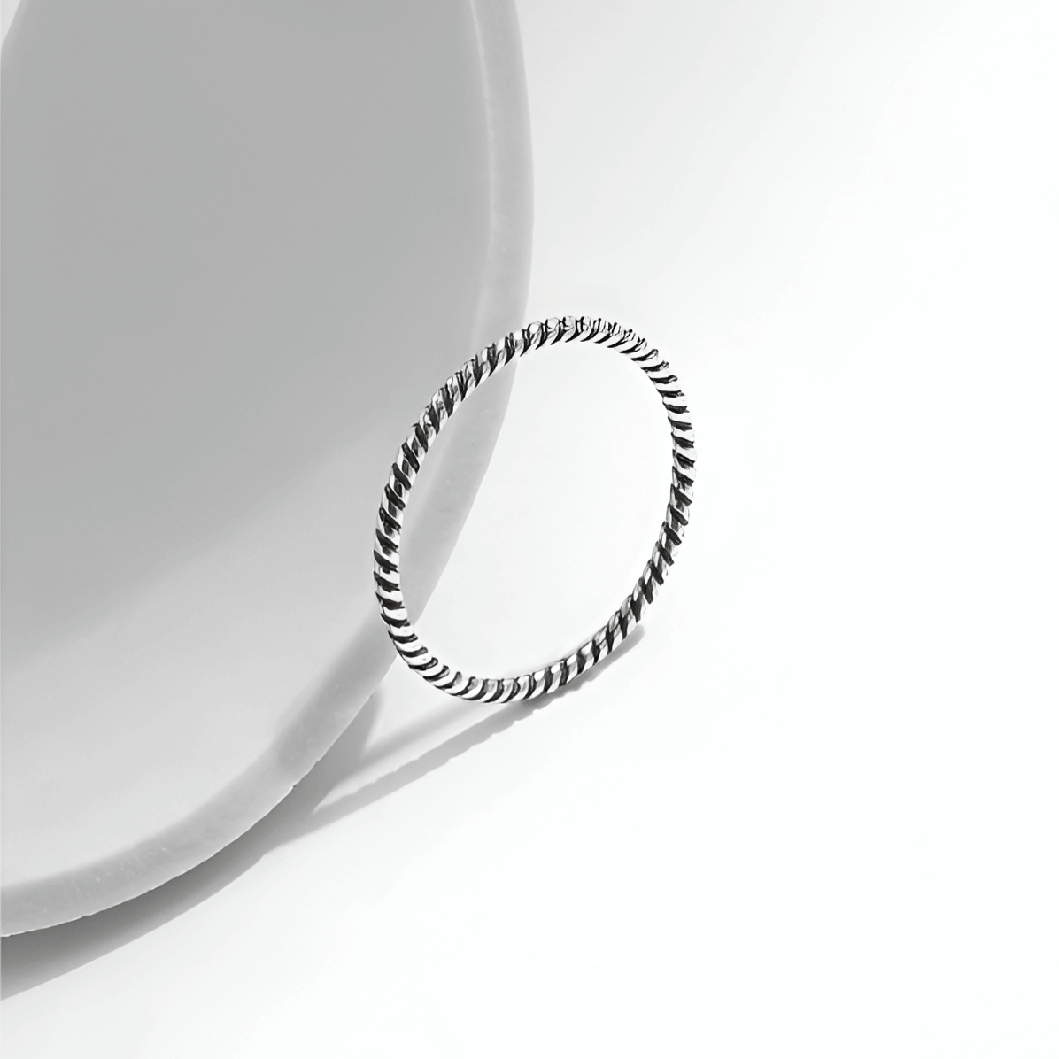 Alliance torsadée en argent sterling 925 pas chere pour femme - bague de promesse en or blanc 18K