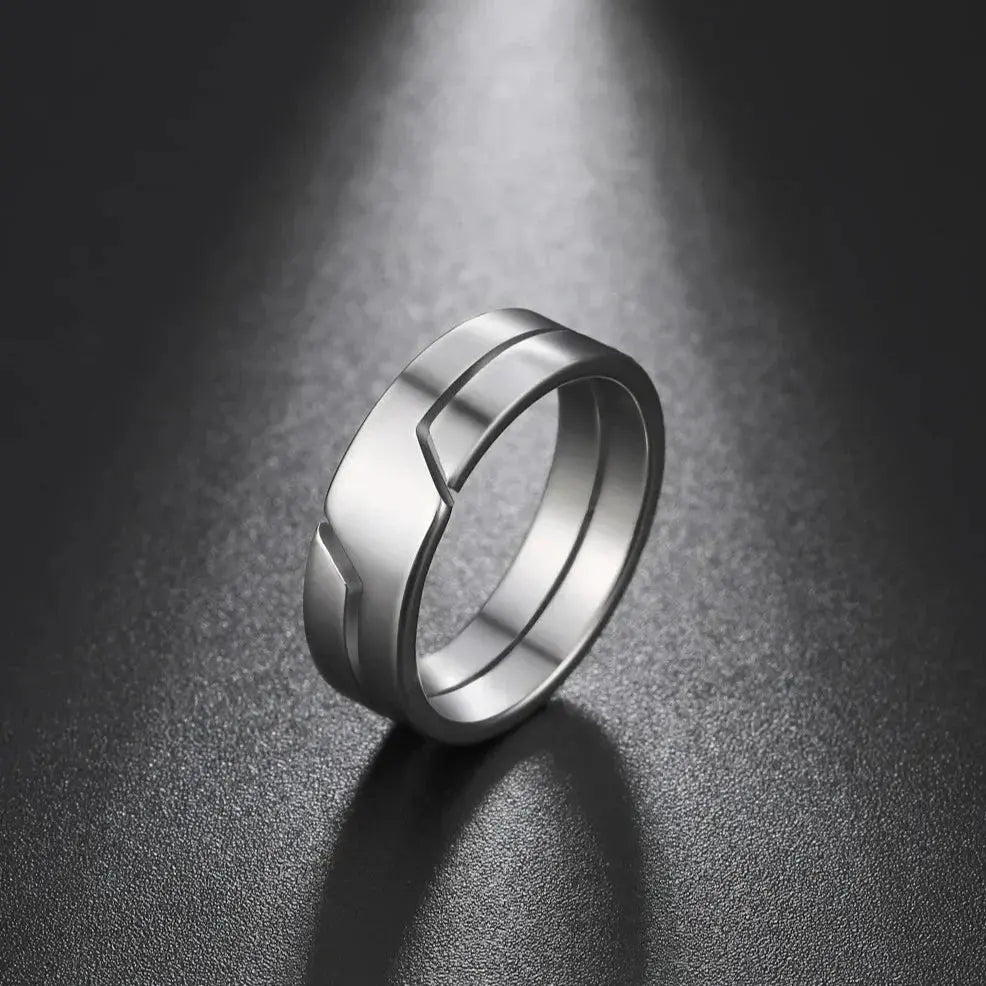 Bijou unisexe en acier inoxydable - Anneau à rainures en noir, argent et or pour un look moderne