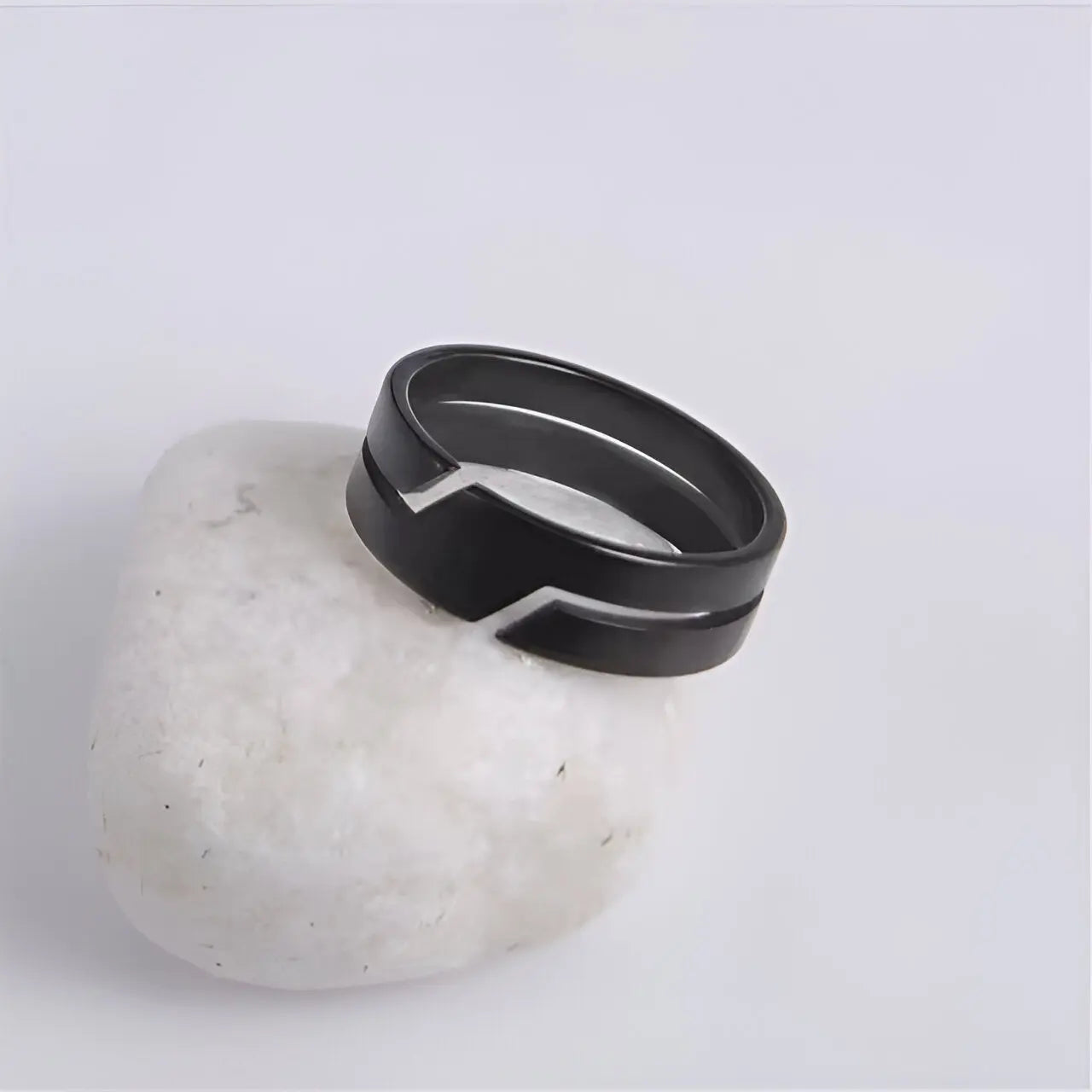 Bijoux tendance à rainures pour homme et femme - Anneau en acier inoxydable, léger et moderne