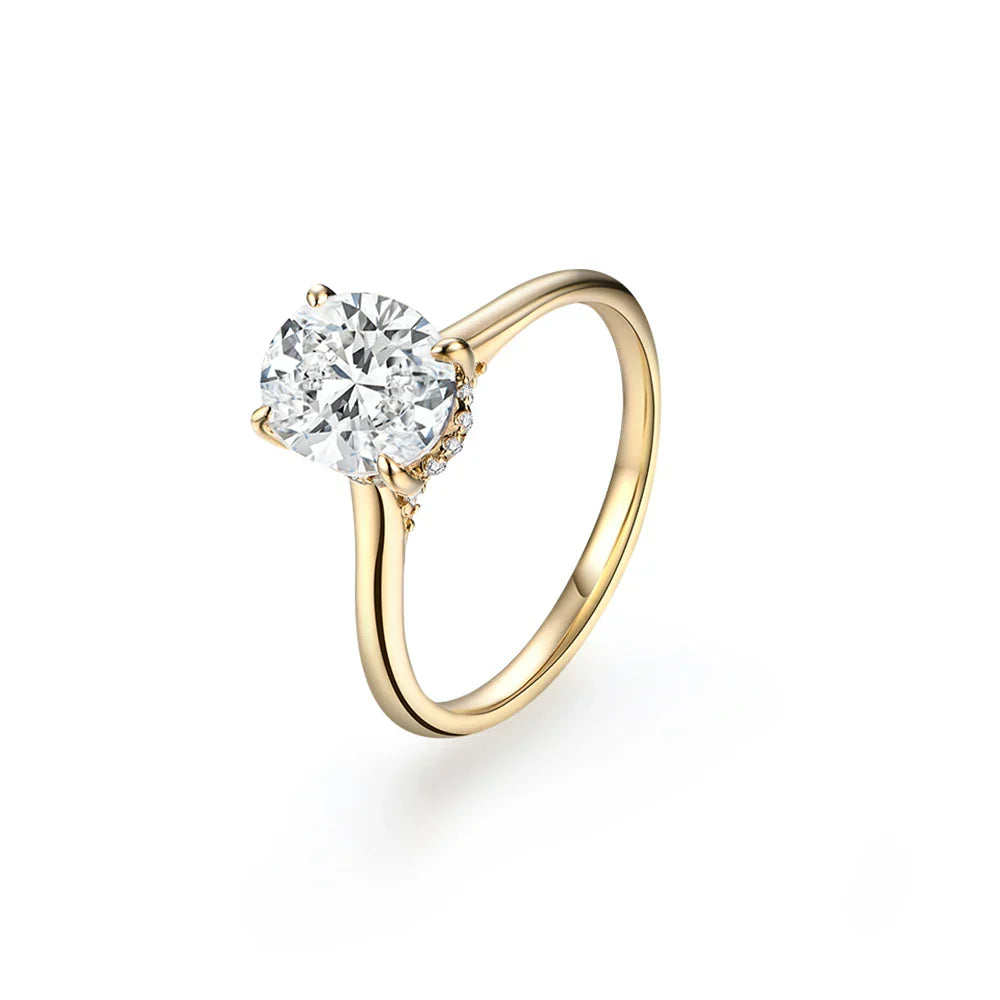 Bague de fiançailles en or 18K avec diamant de moissanite, argent sterling 925, design élégant et raffiné, bijou intemporel pour fiançailles en or – La Petite Rebelle.