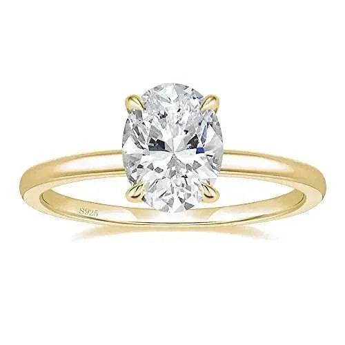 Bague de fiançailles en or 14K Serres d'Aigle sur fond blanc, design raffiné avec zircon cubique