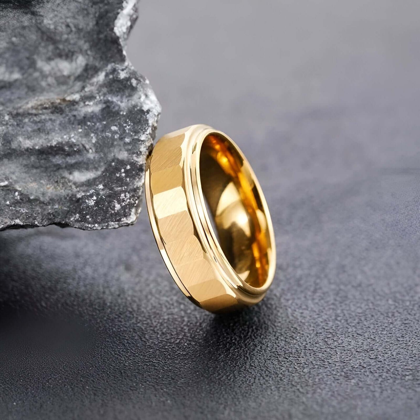 Alliance Ruban Facetté Sélia Tungstène Plaqué Or Jaune