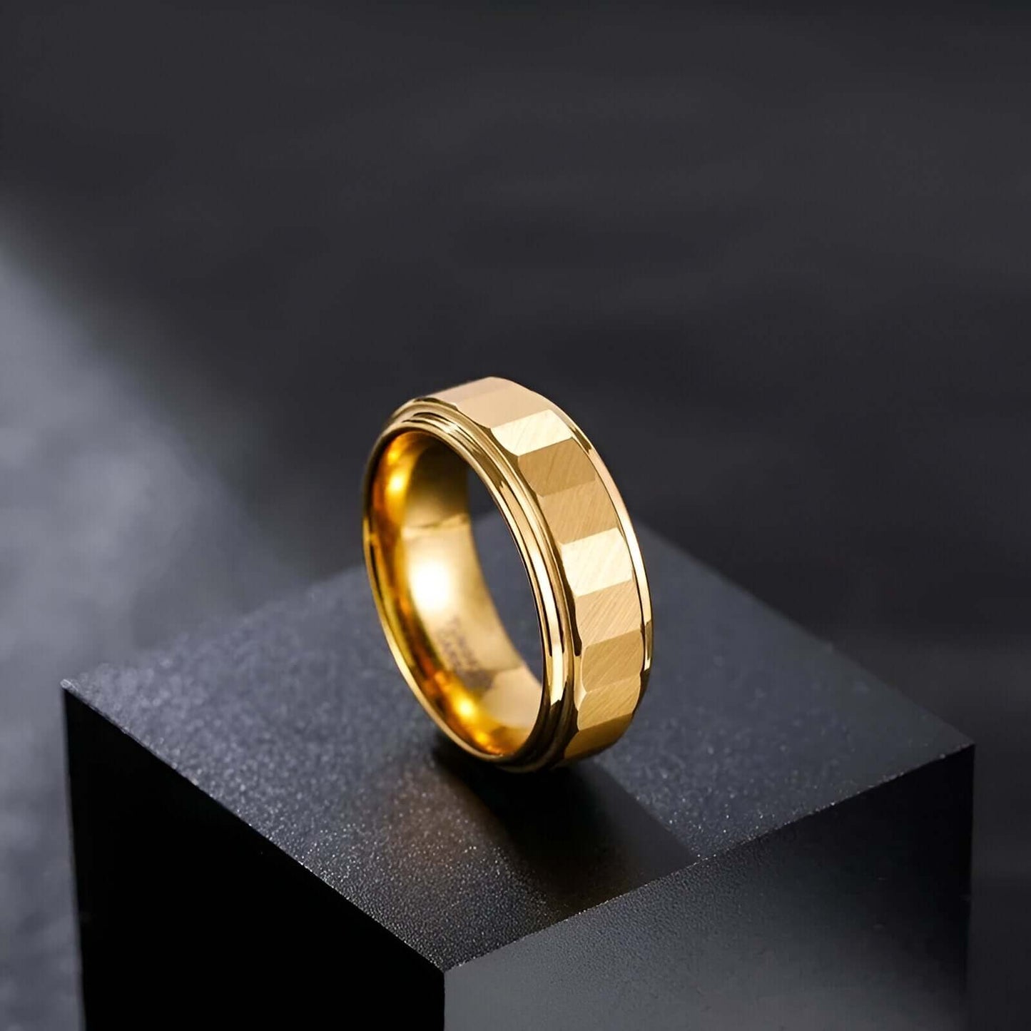 Alliance Ruban Facetté Sélia Tungstène Plaqué Or Jaune