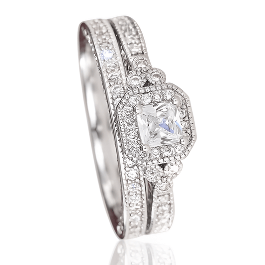 Bague Duo Liora Plaqué Or Blanc Diamant Naturel