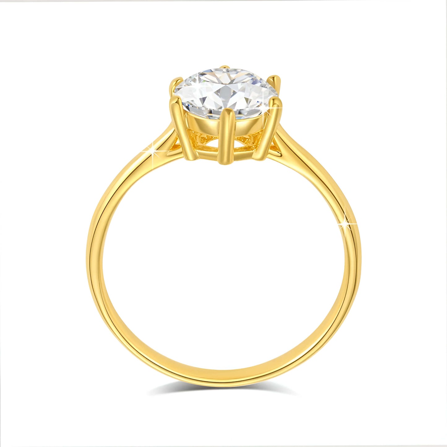 Bague de fiançailles en or 14K avec diamant de moissanite, vue latérale, design fin et sophistiqué – Rayon d’Éternité Solitaire – La Petite Rebelle.