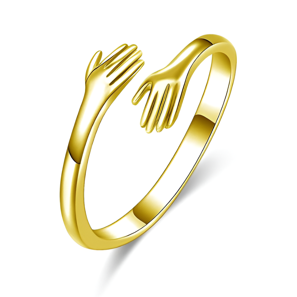 Bague ouverte en or vue de dessus, design élégant en argent sterling 925 plaqué or 14K, parfaite pour les femmes recherchant un bijou moderne et intemporel.