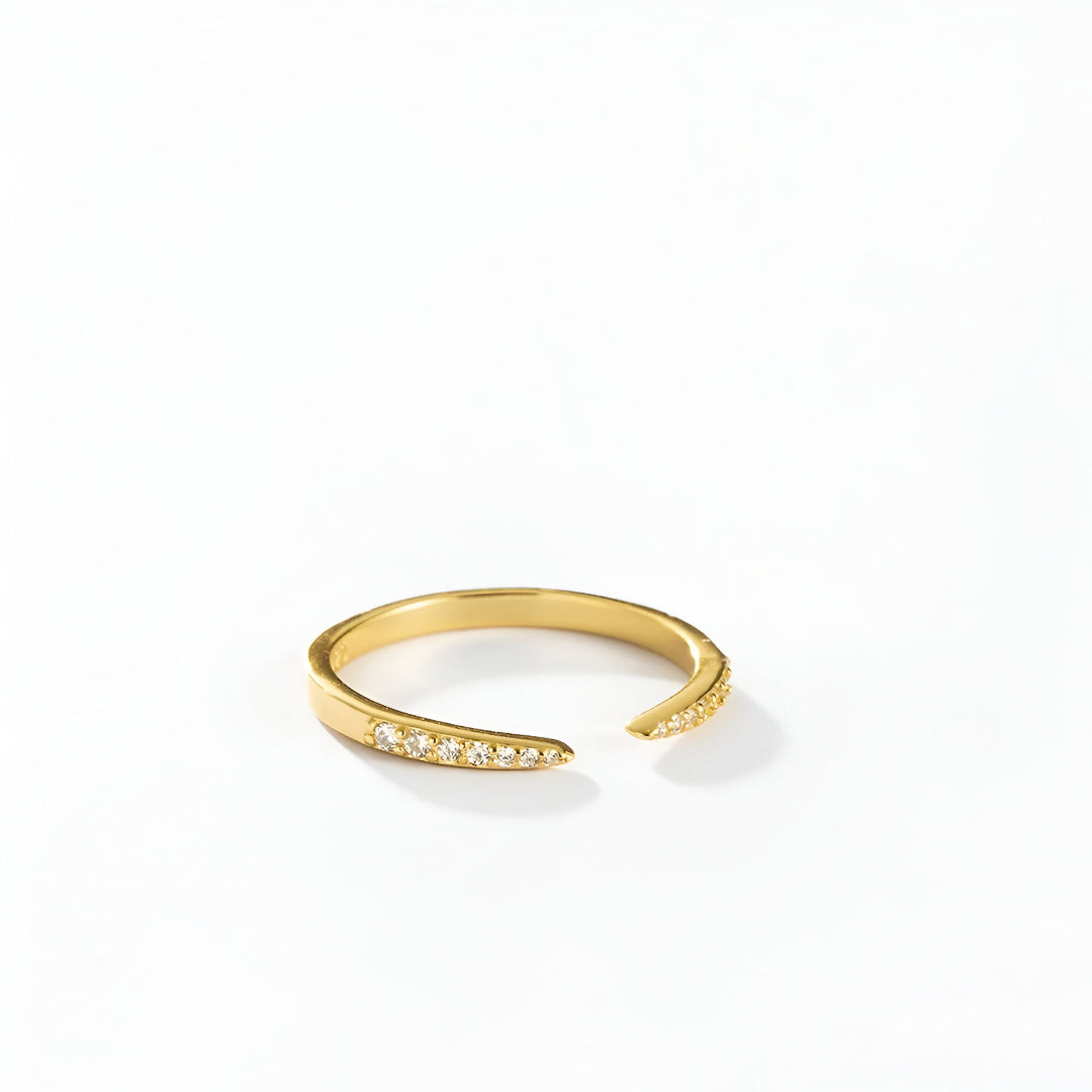 Bague ouverte en or éclat pointu en argent sterling 925, avec un plaquage or 18K et des zircons étincelants, un choix intemporel et luxueux.