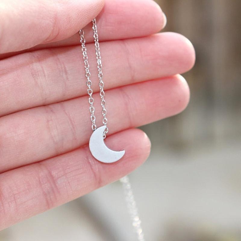 Collier Fantaisie Lune Lunara Plaqué Or Blanc