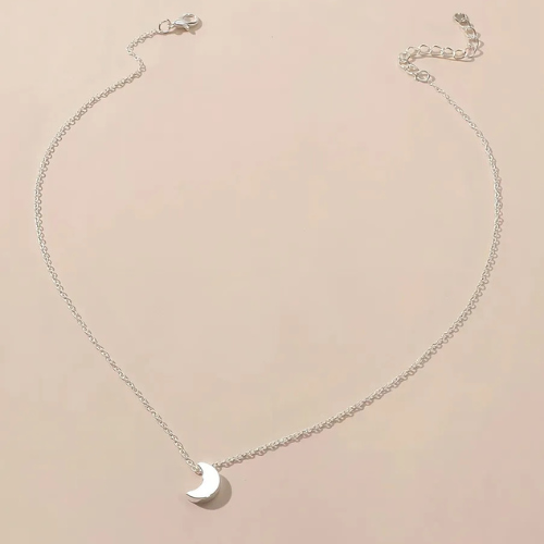 Collier Fantaisie Lune Lunara Plaqué Or Blanc