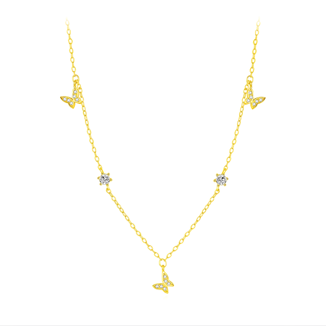 Collier Fantaisie Papillons Éclat Doré