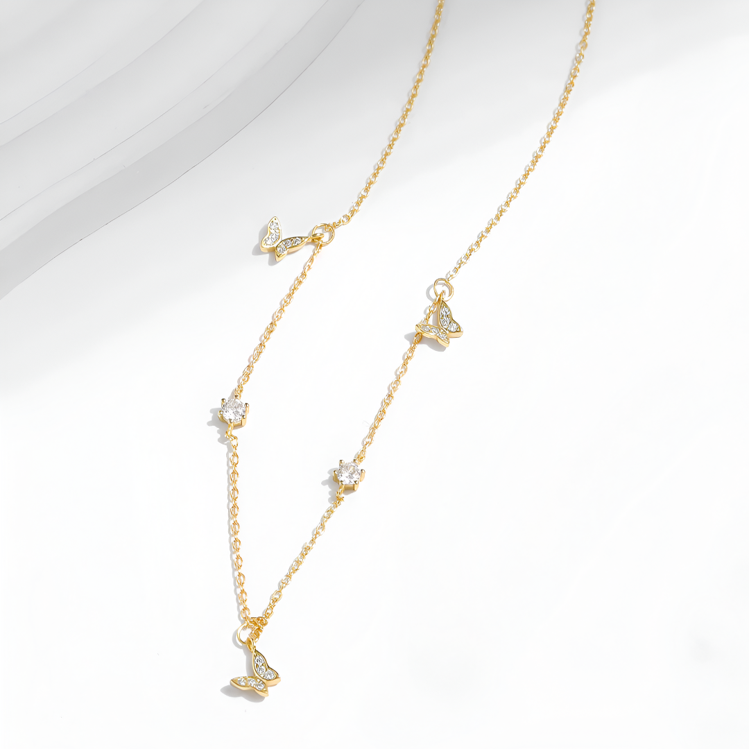 Collier Fantaisie Papillons Éclat Doré