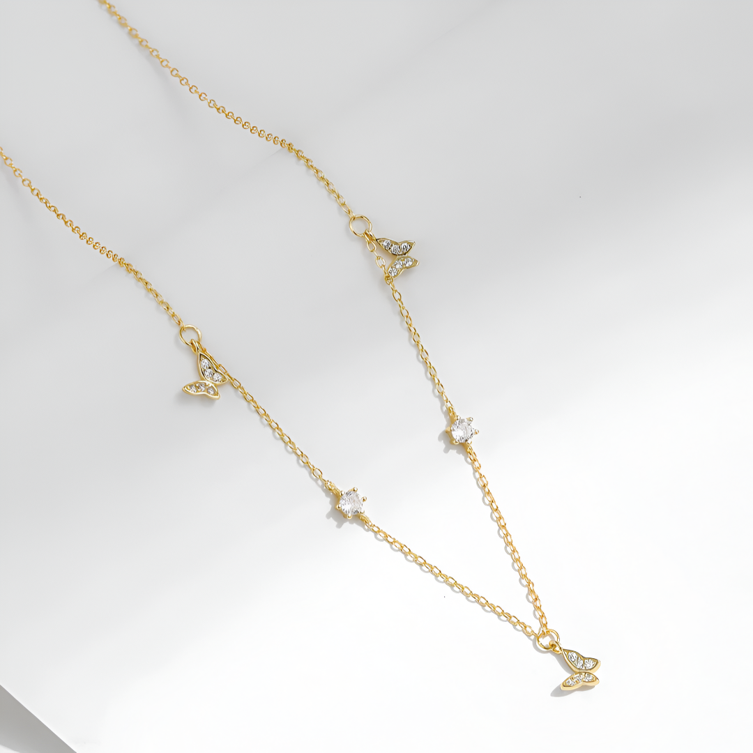 Collier Fantaisie Papillons Éclat Doré