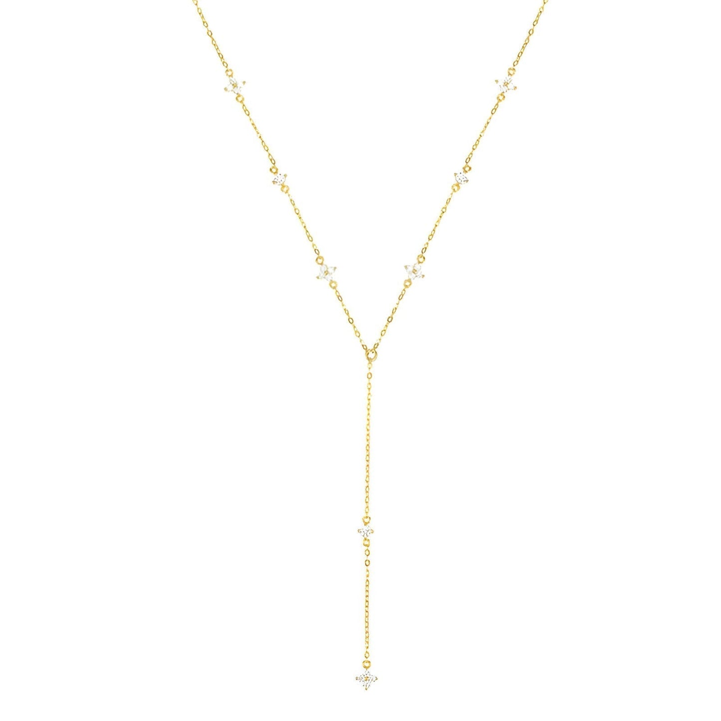 Collier Pluie D'Éclats de diamants de moissanite en argent sterling 925 plaqué en or 18k sur fond blanc - éclats raffinés