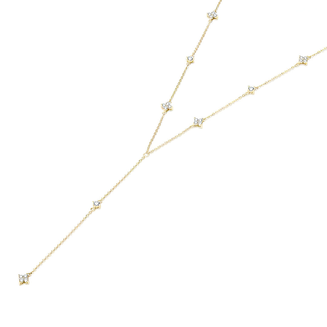 Collier Pluie D'Éclats En Or vue latérale sur fond blanc en or 18k et argent sterling avec diamant exquis de moissanite