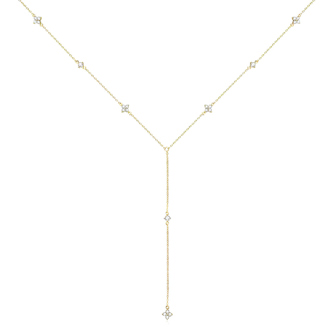Collier Pluie D'Éclats En Or 18k vue de face sur fond blanc - bijou en argent sterling 925 et diamant de moissanite raffiné