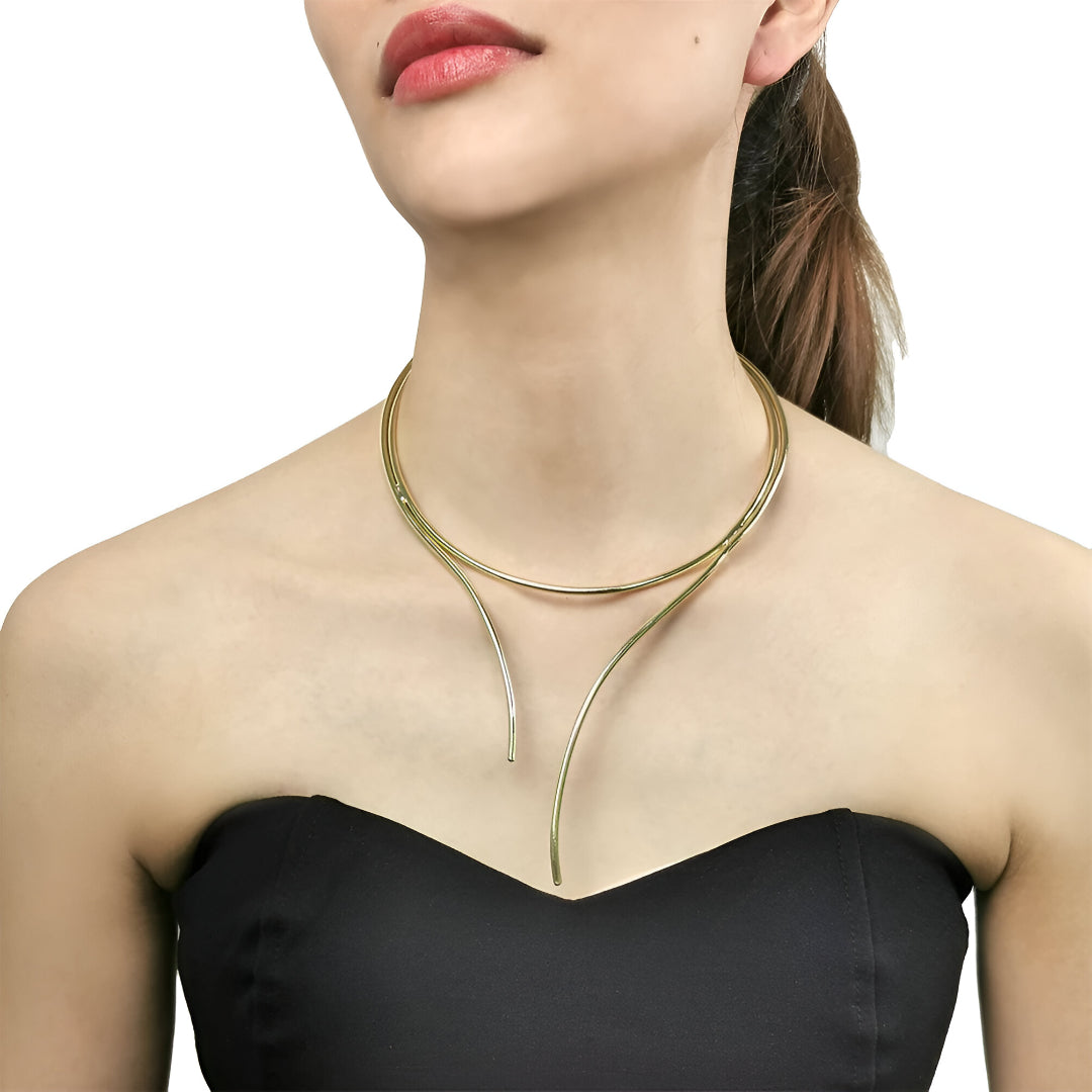 COLLIER TORQUE COURBES ENLACÉES EN OR