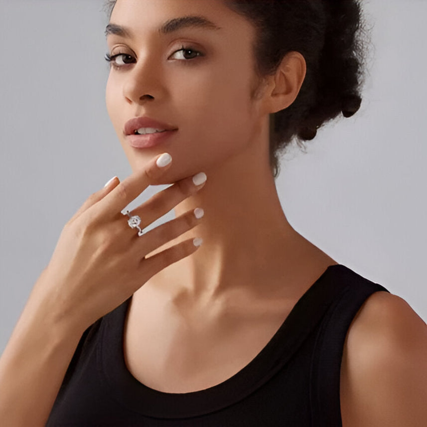 BAGUE MULTI DIAMANTS EN ARGENT