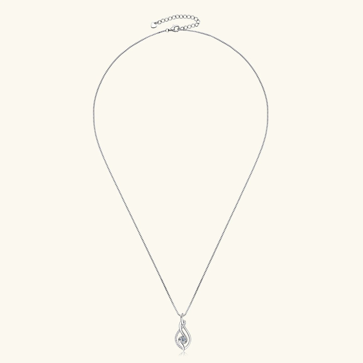 Pendentif ondulé en or blanc et diamants synthétiques en entier.