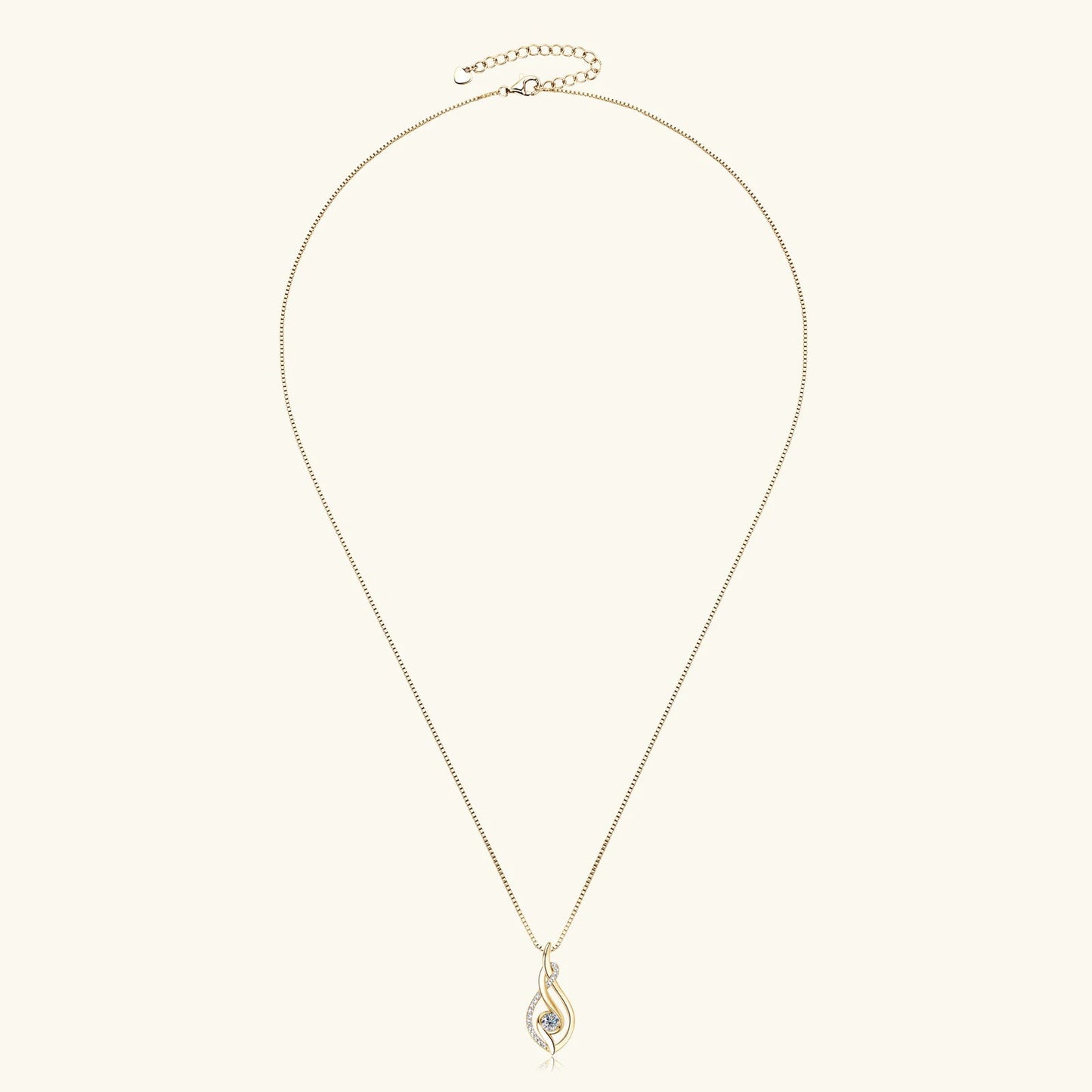 Pendentif ondulé en or jaune et diamants synthétiques en entier.