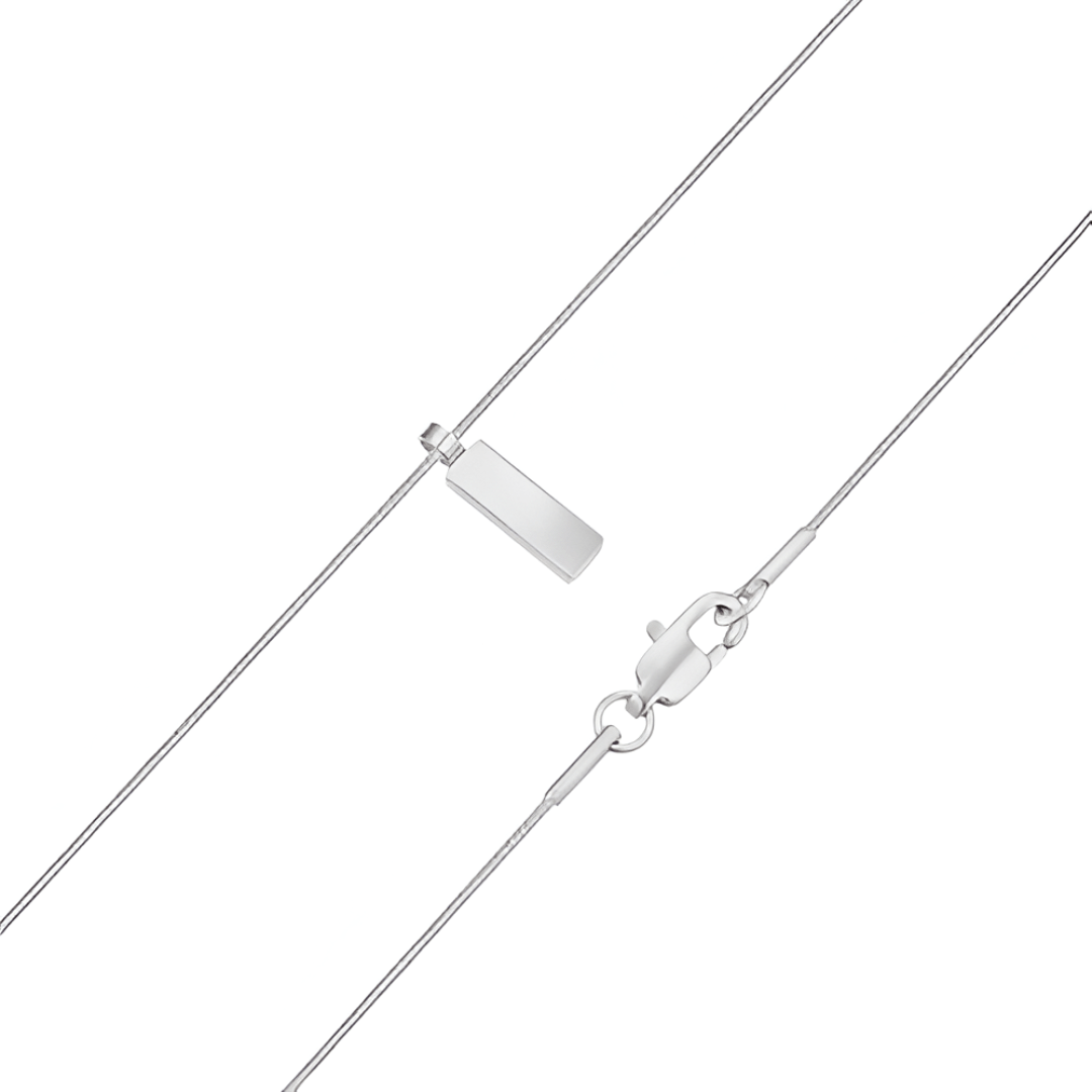 Pendentif rectangulaire en acier inoxydable et or blanc à plat.