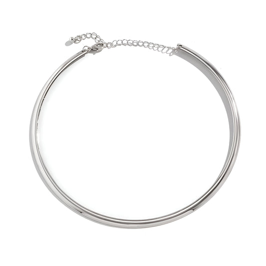 COLLIER RIGIDE LAME D’ARGENT EN ACIER