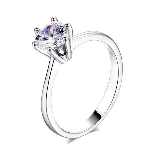 BAGUE SOLITAIRE 6 GRIFFES EN ARGENT