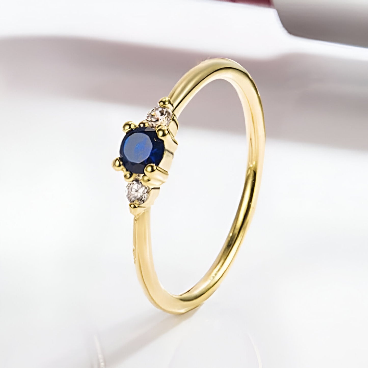 BAGUE ZIRCONIA AZÙRIA EN OR
