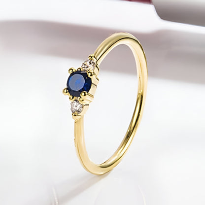 BAGUE ZIRCONIA AZÙRIA EN OR