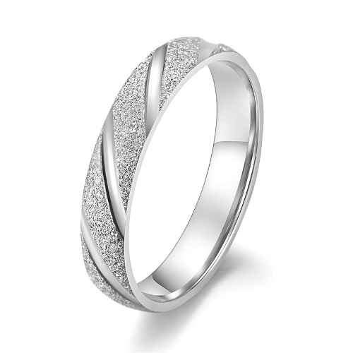BAGUE RAYURES SABLÉES EN ARGENT