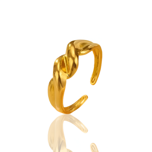 BAGUE OUVERTE TORSION LUMINEUSE EN OR