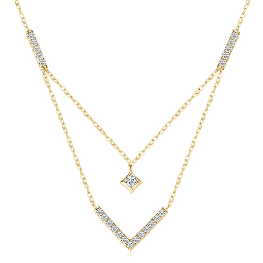 COLLIER DOUBLE CHAÎNE ÉCLATS D’OR