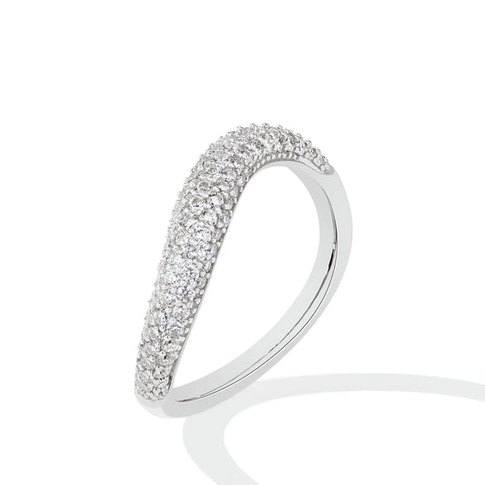 BAGUE COURBE D’ÉCLATS EN ARGENT