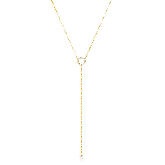 COLLIER LARIAT INCRUSTATION DE ZIRCONS EN OR