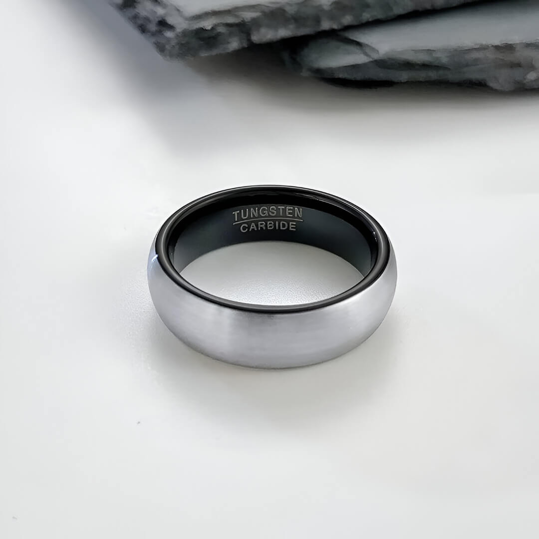 Alliance demi-jonc en tungstène blanc de 6 mm à plat.