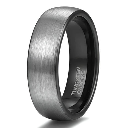 Alliance demi-jonc en tungstène blanc de 6 mm sur fond blanc.